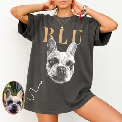 French Bulldog Modern Custom Name Image T-shirt