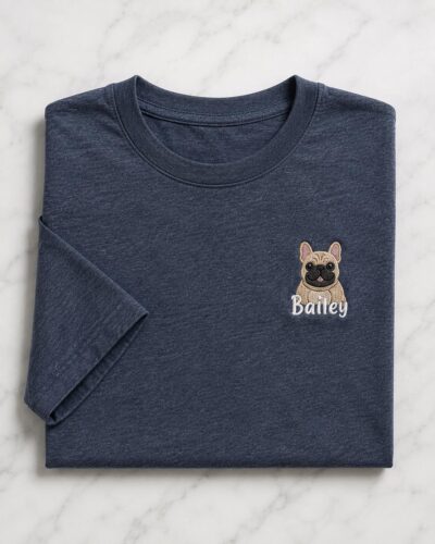 Frenchie Classic Embroidered Custom Name Image T-shirt