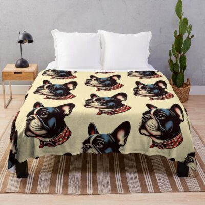Frenchie Heritage Artwork Throw Blanket