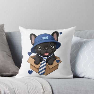 Frenchie Modern Design Throw Pillow