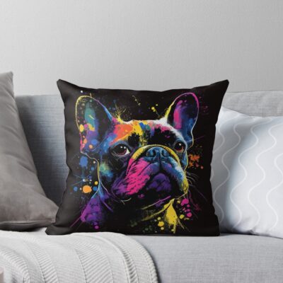 Frenchie Minimalist Design Throw Pillow